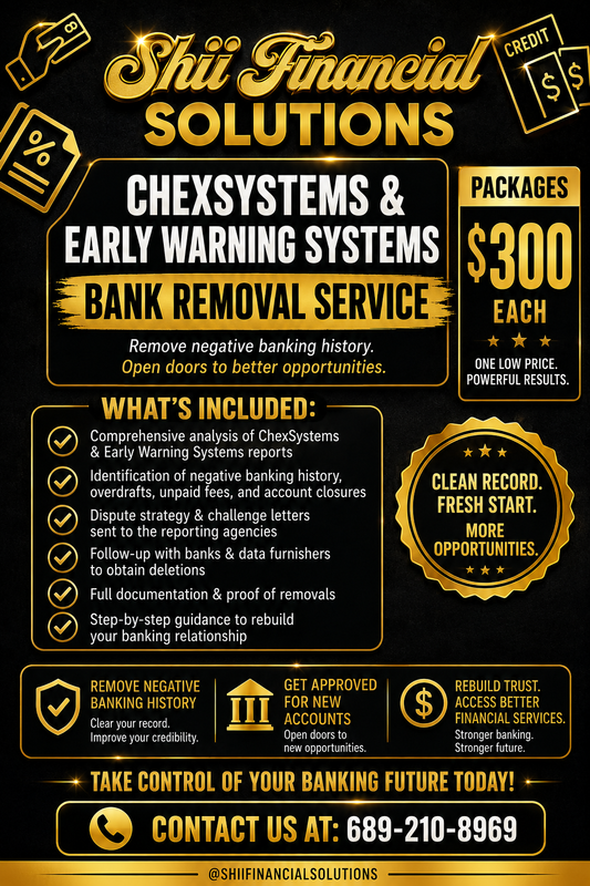 Chex Systems & Early Warning Removal Bundle